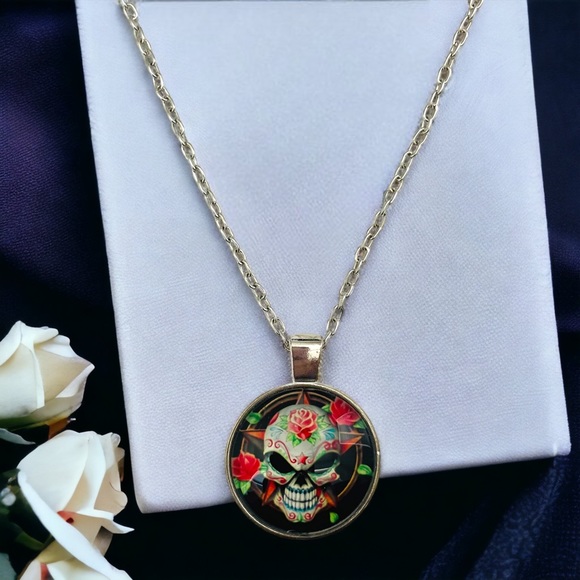 🆕 New Mens Silver Plated Handcrafted Skull Pendant Necklace - Picture 8 of 8